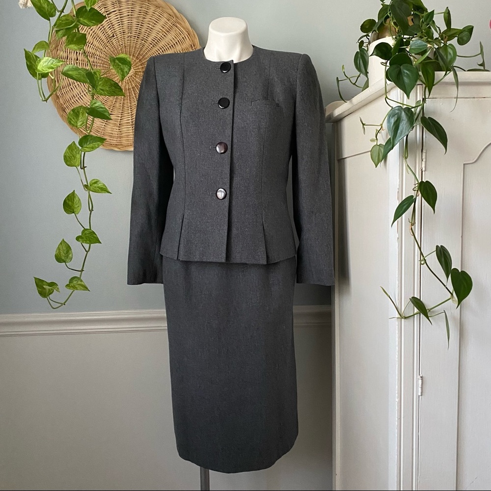 VTG 80s Sasson Power Suit 2 Piece Skirt Set